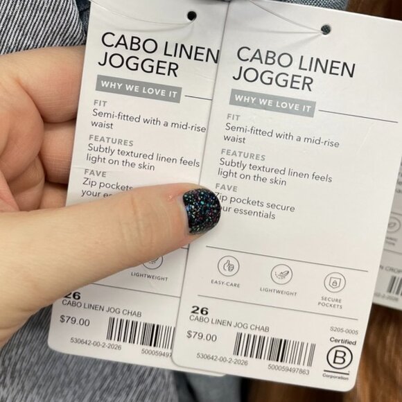 Size 26 (3X) - ATHLETA - Cabo Linen Joggers Light Blue Pant Lightweight NEW - Picture 6 of 6